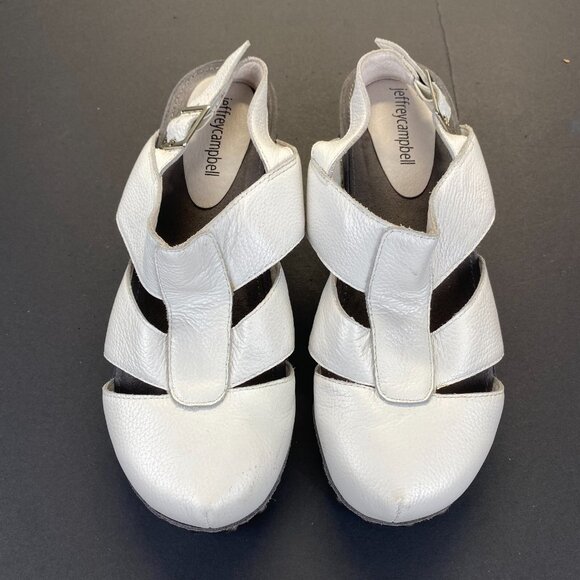Jeffrey Campbell Genuine Leather Platform/Clogs/Sandals White Size 8.5 M - Picture 3 of 16